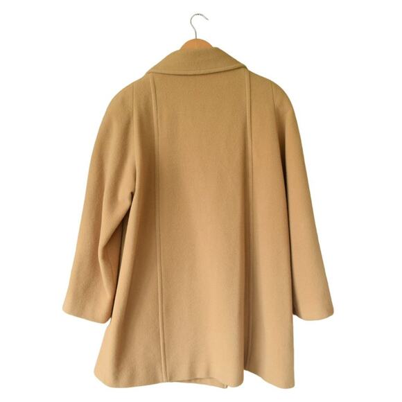 SANDRO Classic 100% Wool Mid Length Pea Coat in Camel Tan Size 10 - Picture 7 of 10